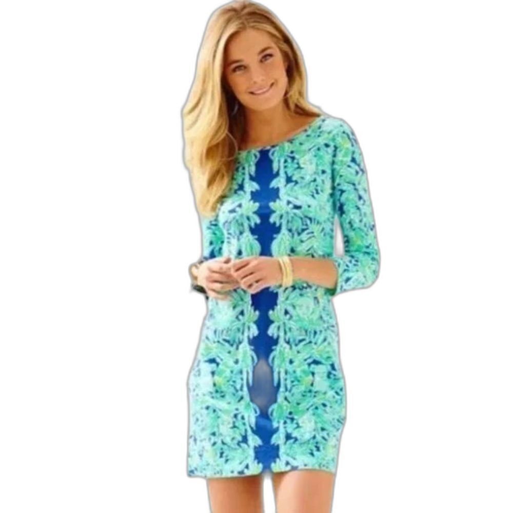 Lilly Pulitzer Marlowe Dress Women's Size XS Panda in the Wild Print 3/4 Sleeve